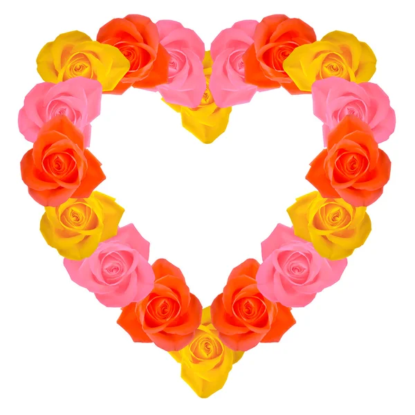 Quadro de coração de rosas — Fotografia de Stock