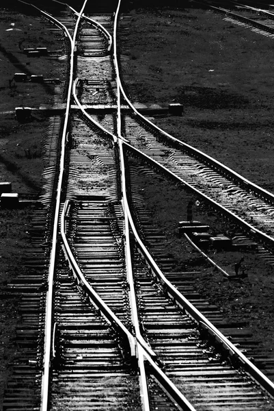 Railway tracks. Monochome — Stock Photo, Image