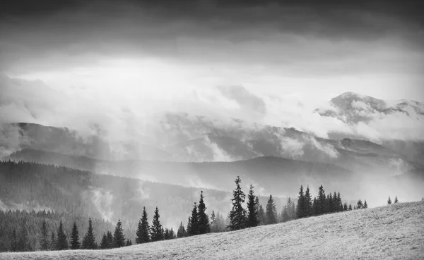 Na konci bouřlivého počasí. Černá a bílá — Stock fotografie