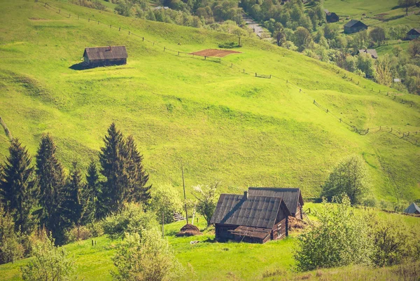 Casas de madera solitarias en un valle — Foto de Stock