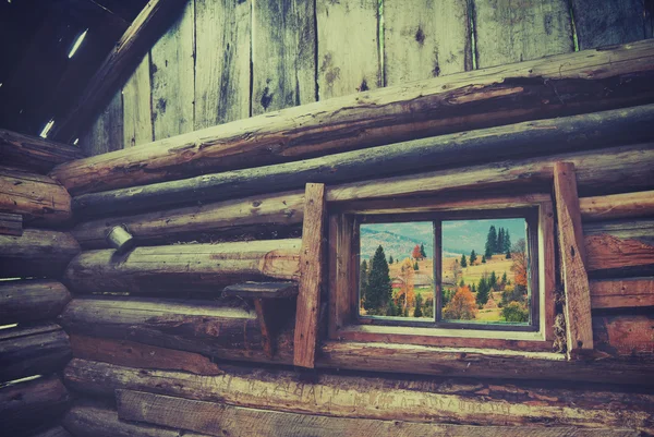 Vista desde casa de madera. Colores vintage — Foto de Stock