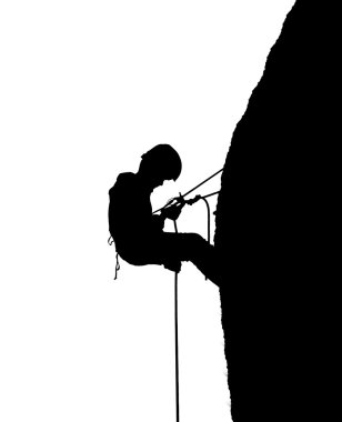 Tırmanıcı bir uçurumun üzerinde silüeti