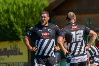 Brasov, Romanya, 30 Ağustos 2020 - Dinamo Rugby VS RUGBY U Cluj Oficial, yarı final Süper Liga Cec Bank arasındaki maçta bilinmeyen rugby oyuncusu