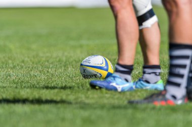 Brasov, Romanya, 30 Ağustos 2020 - Dinamo Rugby VS RUGBY U Cluj Oficial, yarı final Süper Liga Cec Bank arasındaki maçta bilinmeyen rugby oyuncusu