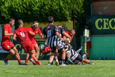 Brasov, Romanya, 30 Ağustos 2020 - Dinamo Rugby VS RUGBY U Cluj Oficial, yarı final Süper Liga Cec Bank arasındaki maçta bilinmeyen rugby oyuncusu