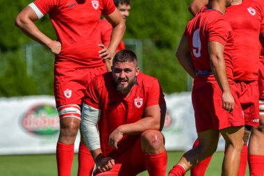 Brasov, Romanya, 30 Ağustos 2020 - Dinamo Rugby VS RUGBY U Cluj Oficial, yarı final Süper Liga Cec Bank arasındaki maçta bilinmeyen rugby oyuncusu