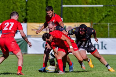 Brasov, Romanya, 30 Ağustos 2020 - Dinamo Rugby VS RUGBY U Cluj Oficial, yarı final Süper Liga Cec Bank arasındaki maçta bilinmeyen rugby oyuncusu