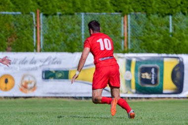 Brasov, Romanya, 30 Ağustos 2020 - Dinamo Rugby VS RUGBY U Cluj Oficial, yarı final Süper Liga Cec Bank arasındaki maçta bilinmeyen rugby oyuncusu