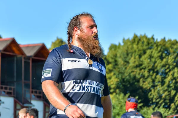 Brasov Roemenië Augustus 2020 Onbekende Rugbyspeler Tijdens Wedstrijd Tussen Scm — Stockfoto