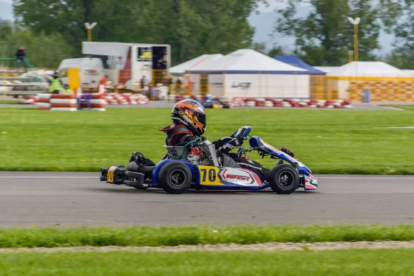 Prejmer Brasov Romania Mayo Pilotos Desconocidos Compitiendo Campeonato Nacional Karting — Foto de Stock