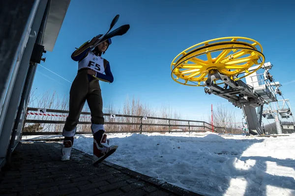 Rasnov Roemenië Januari 2019 Onbekende Skijumper Neemt Deel Aan Fis — Stockfoto