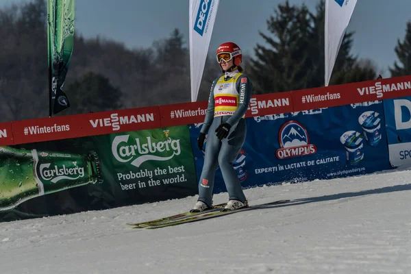 Rasnov Romania January 2019 Unknown Ski Jumper Competes Fis Ski — Stock Photo, Image