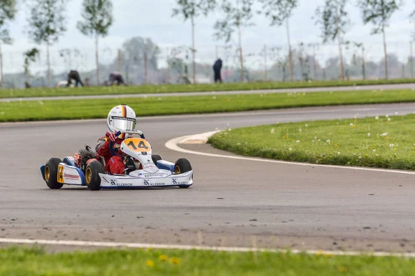 Prejmer Brasov Romania Mayo Pilotos Desconocidos Compitiendo Campeonato Nacional Karting — Foto de Stock