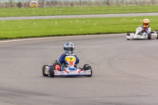 Prejmer Brasov Romania May Pilot Tidak Dikenal Berkompetisi National Karting — Stok Foto