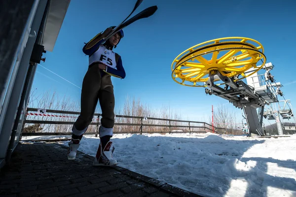 Rasnov Roemenië Januari 2019 Onbekende Skijumper Neemt Deel Aan Fis — Stockfoto