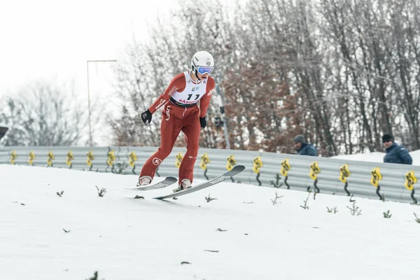 Rasnov Roemenië Januari 2019 Onbekende Skijumper Neemt Deel Aan Fis — Stockfoto