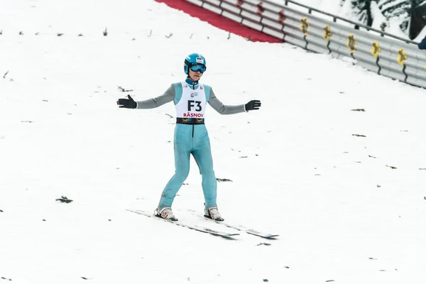 Rasnov Roumanie Janvier 2019 Sauteur Ski Inconnu Participe Coupe Monde — Photo