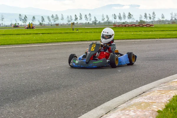 Prejmer Brasov Romania May Unknown Pilots Competing National Karting Championship — 图库照片