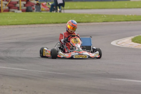 Prejmer Brasov Romania Mayo Pilotos Desconocidos Compitiendo Campeonato Nacional Karting —  Fotos de Stock