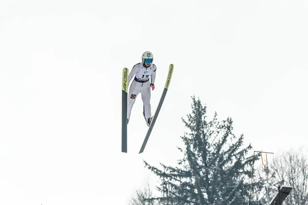 Rasnov Rumania Enero 2019 Saltador Esquí Desconocido Compite Fis Ski —  Fotos de Stock