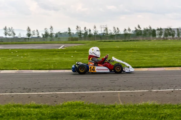 Prejmer Brasov Romania Mayo Pilotos Desconocidos Compitiendo Campeonato Nacional Karting —  Fotos de Stock