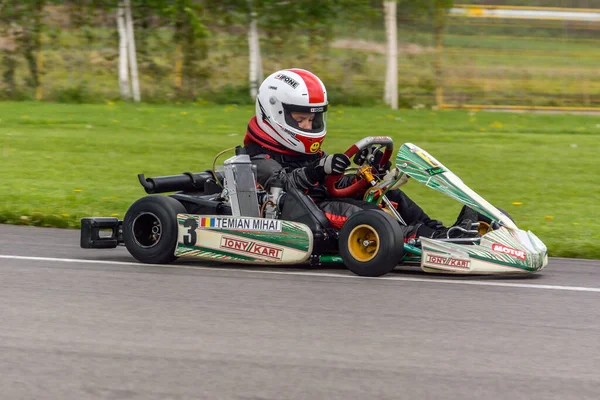 Prejmer Brasov Romania Mayo Pilotos Desconocidos Compitiendo Campeonato Nacional Karting —  Fotos de Stock