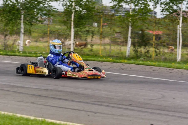 Prejmer Brasov Romania Mayo Pilotos Desconocidos Compitiendo Campeonato Nacional Karting — Foto de Stock