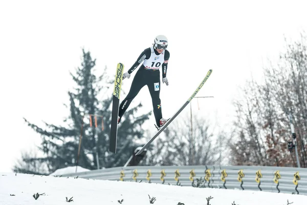 Rasnov Rumania Enero 2019 Saltador Esquí Desconocido Compite Fis Ski — Foto de Stock