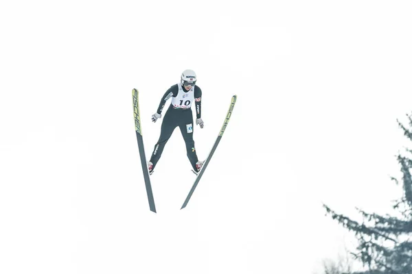 루마니아 Rasnov January 2019 Unknown Ski Jumper Competes Fis Ski — 스톡 사진