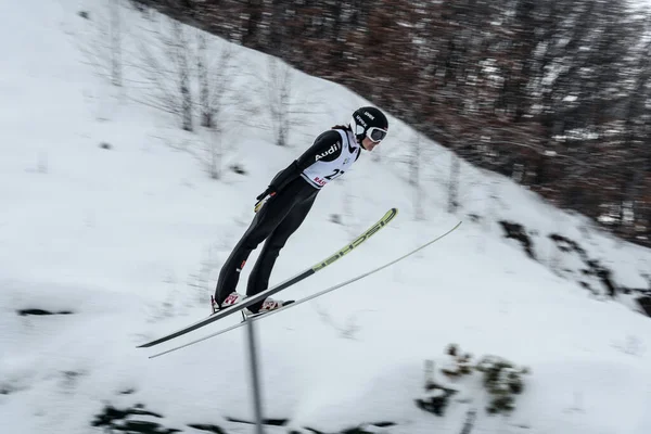 Rasnov Rumania Enero 2019 Saltador Esquí Desconocido Compite Fis Ski —  Fotos de Stock