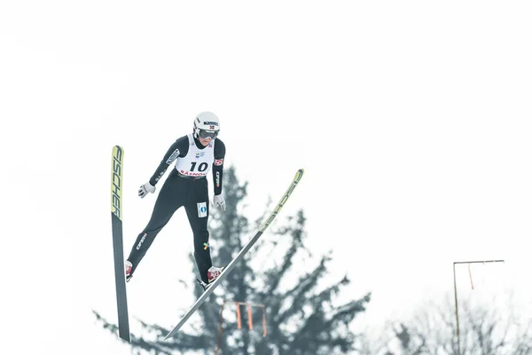 Rasnov Rumania Enero 2019 Saltador Esquí Desconocido Compite Fis Ski — Foto de Stock