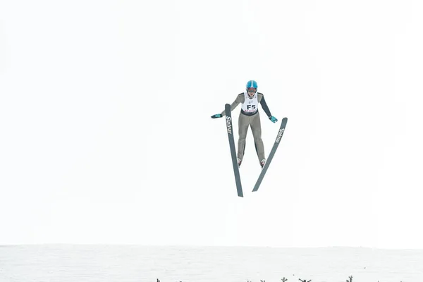 Rasnov Rumänien Januari 2019 Okänd Backhoppare Tävlar Fis Skidjumping World — Stockfoto