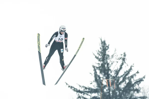 Rasnov Romênia Janeiro 2019 Saltador Esqui Desconhecido Compete Fis Ski — Fotografia de Stock