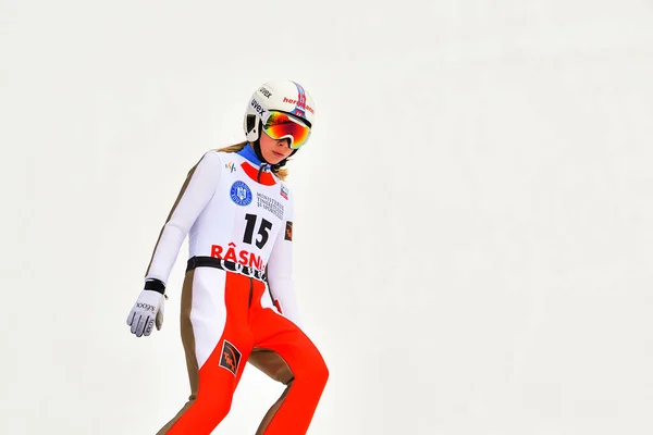 Rasnov Románia 2018 Március Ismeretlen Síugró Versenyek Fis Ski Jumping — Stock Fotó