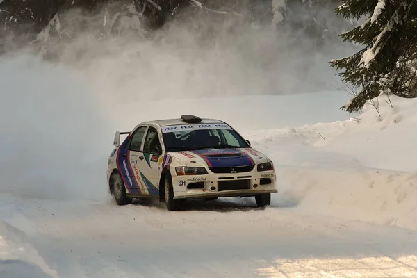 2017 Covasna Romania January 2017 Unknown Pilots Competing Winter Rally — 스톡 사진