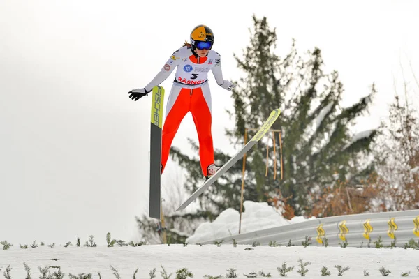 Rasnov Rumänien Mars 2018 Okänd Backhoppare Tävlar Fis Skidjumping World — Stockfoto