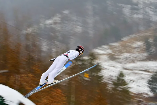 Rasnov Rumania Marzo 2018 Desconocido Saltador Esquí Compite Fis Ski — Foto de Stock