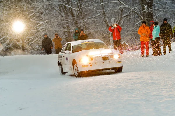 Covasna Roménia Janeiro 2018 Pilotos Desconhecidos Competindo Winter Rally Covasna — Fotografia de Stock