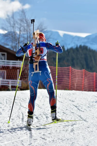 Cheile Gradistei Roamania Januari Onbekende Deelnemer Ibu Jeugd Junior Wereldkampioenschappen — Stockfoto