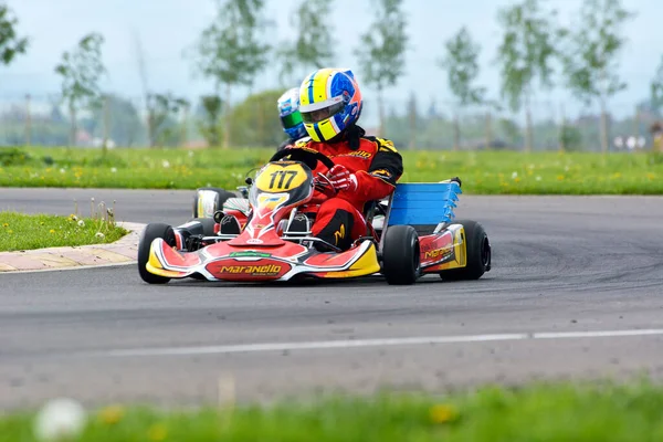 Prejmer Brasov Romania Mayo Pilotos Desconocidos Compitiendo Campeonato Nacional Karting — Foto de Stock