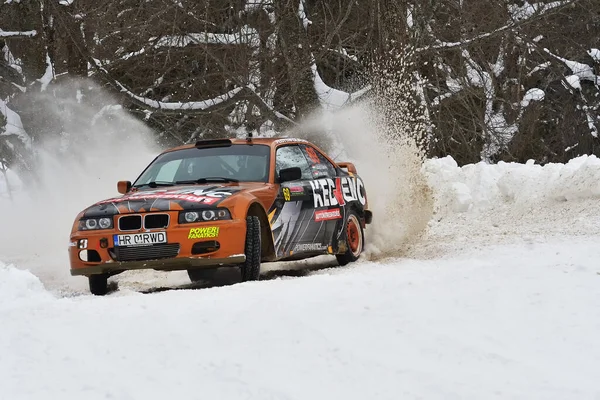 Covasna Romania Enero 2017 Pilotos Desconocidos Compitiendo Rally Invierno Covasna — Foto de Stock