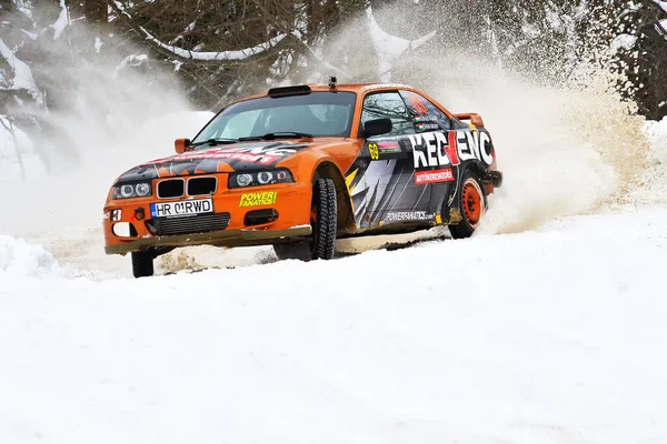 2017 Covasna Romania January 2017 Unknown Pilots Competing Winter Rally — 스톡 사진