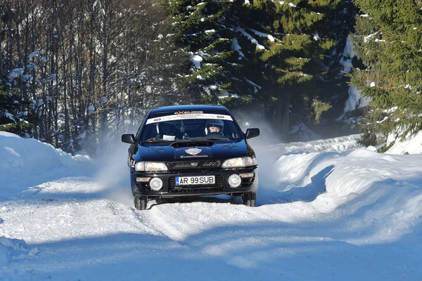 Covasna Roménia Janeiro 2017 Pilotos Desconhecidos Competindo Winter Rally Covasna — Fotografia de Stock