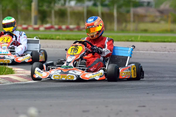 Prejmer Brasov Romania Mayo Pilotos Desconocidos Compitiendo Campeonato Nacional Karting — Foto de Stock