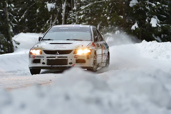 2017 Covasna Romania January 2017 Unknown Pilots Competing Winter Rally — 스톡 사진