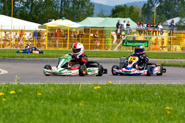 Prejmer Brasov Romania Mayo Pilotos Desconocidos Compitiendo Campeonato Nacional Karting — Foto de Stock