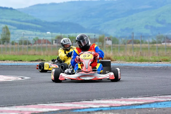 Prejmer Brasov Romania May Unknown Pilots Competing National Karting Championship Royalty Free Stock Photos