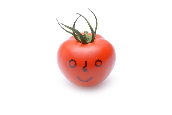 在白色的滑稽番茄 — 图库照片