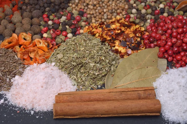 Sammansättning med olika kryddor och örter — Stockfoto