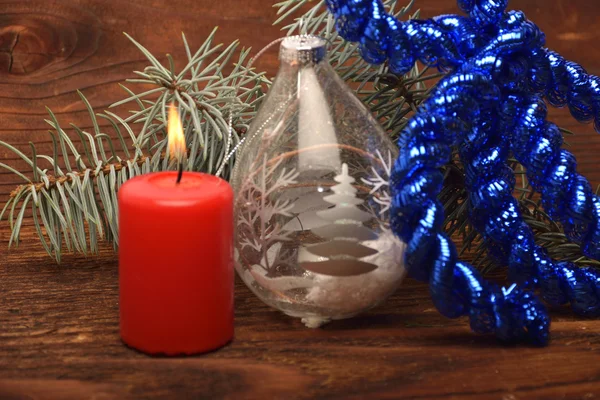 Décoration de Noël sur planches en bois — Photo